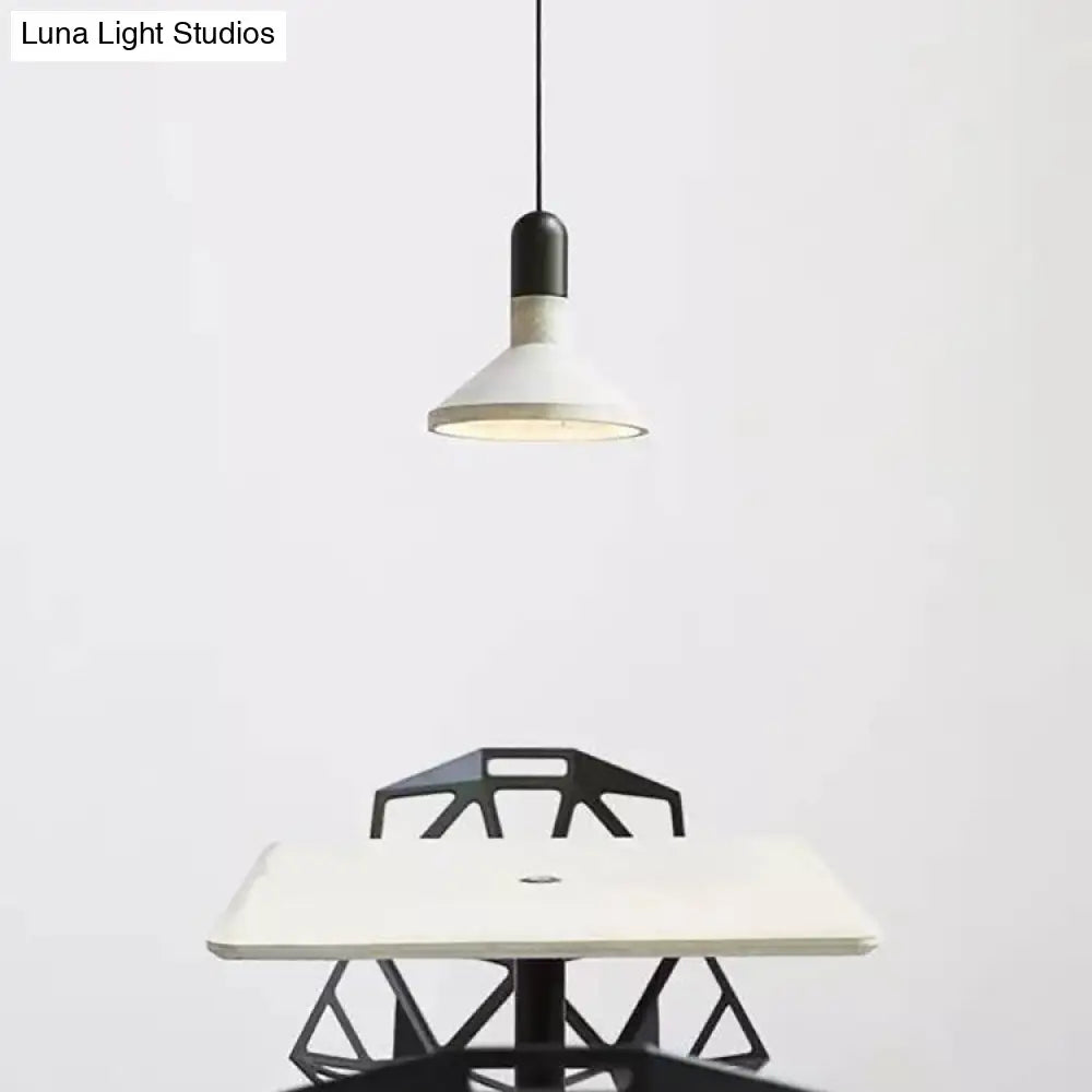 1-Light Industrial Conic Shade Hanging Cement Pendant Lamp In Wood/Red/Black Finish - Ideal For