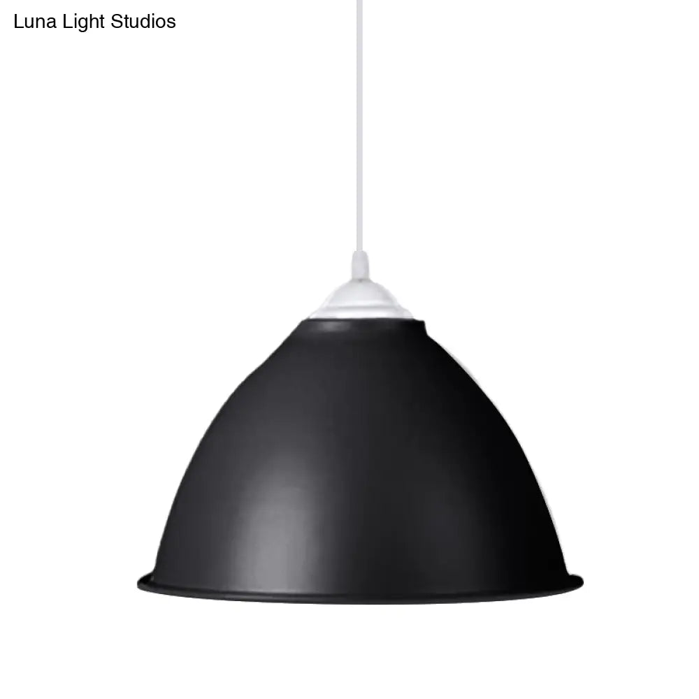 1-Light Industrial Dome Pendant Light In Frosted Green/Yellow For Dining Room - Aluminum Ceiling