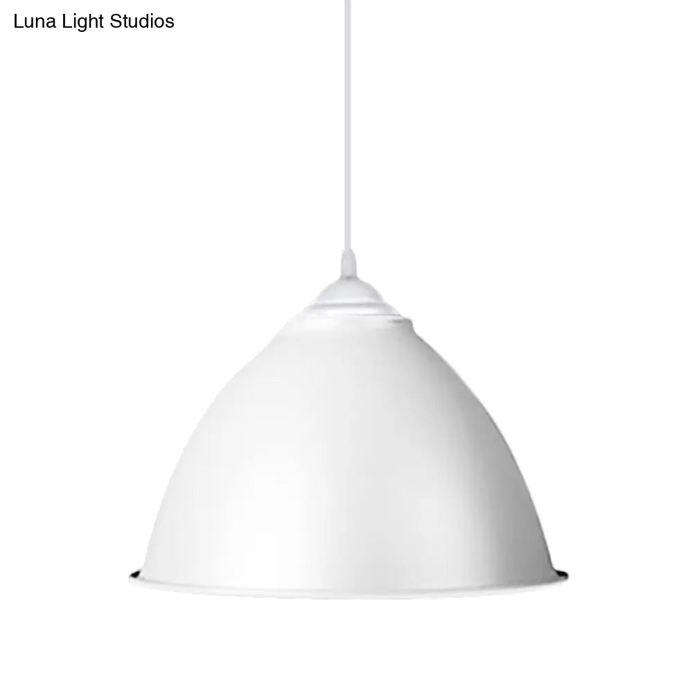 1-Light Industrial Dome Pendant Light In Frosted Green/Yellow For Dining Room - Aluminum Ceiling