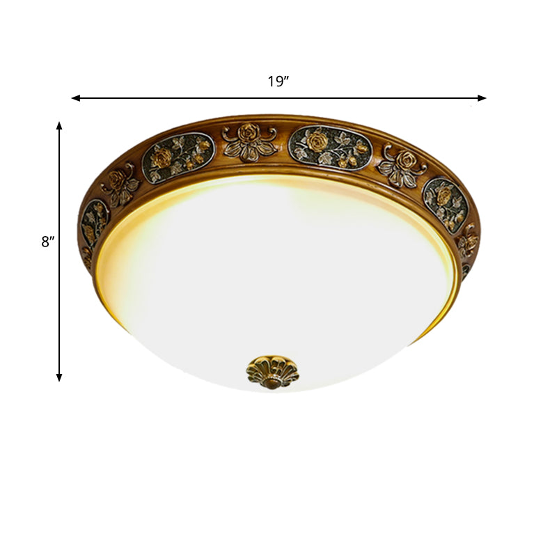 Traditional Wood Resin 3-Head Flush Mount Ceiling Light For Hallway - 12/15/19 Wide