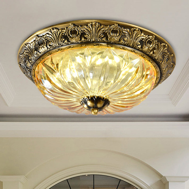 Minimalist Crystal Dome Ceiling Light Fixture - 2/3 Heads Brass Flush Mount Lamp Study Room Lighting