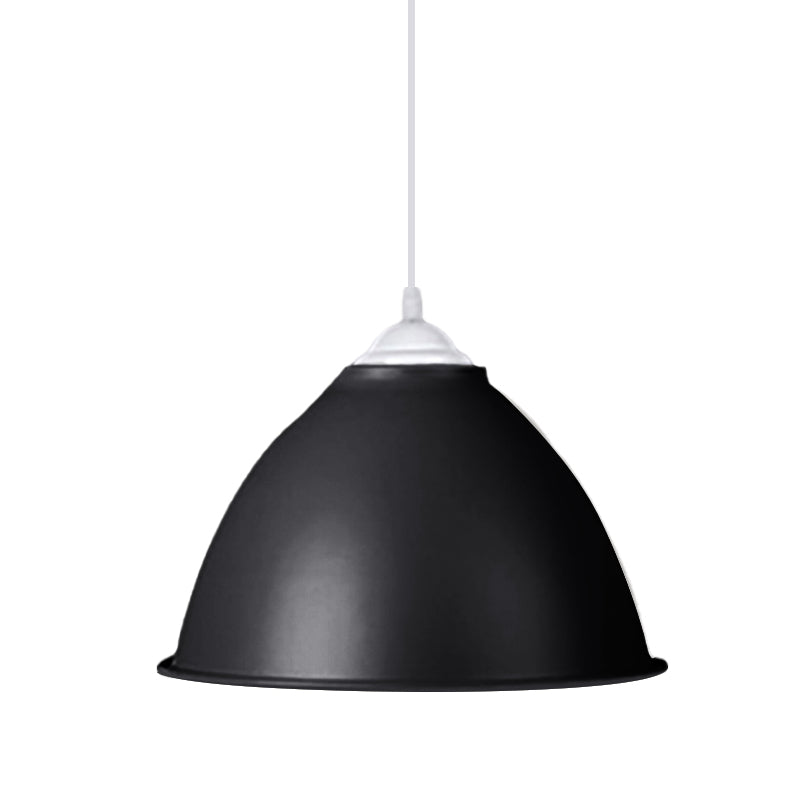 1-Light Industrial Dome Pendant Light In Frosted Green/Yellow For Dining Room - Aluminum Ceiling