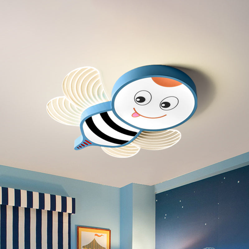 Bee Shape Led Flushmount Lighting - Fun Cartoon Design For Bedroom With White/Pink/Yellow Acrylic