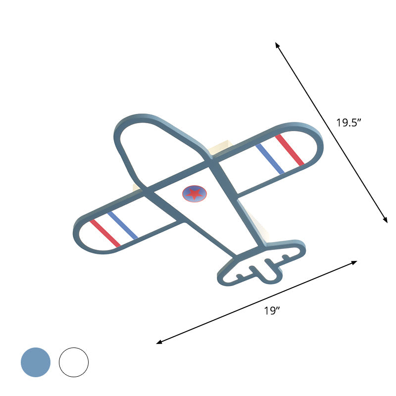 Cartoon Acrylic Led Plane Flushmount Light In White/Blue For Bedroom