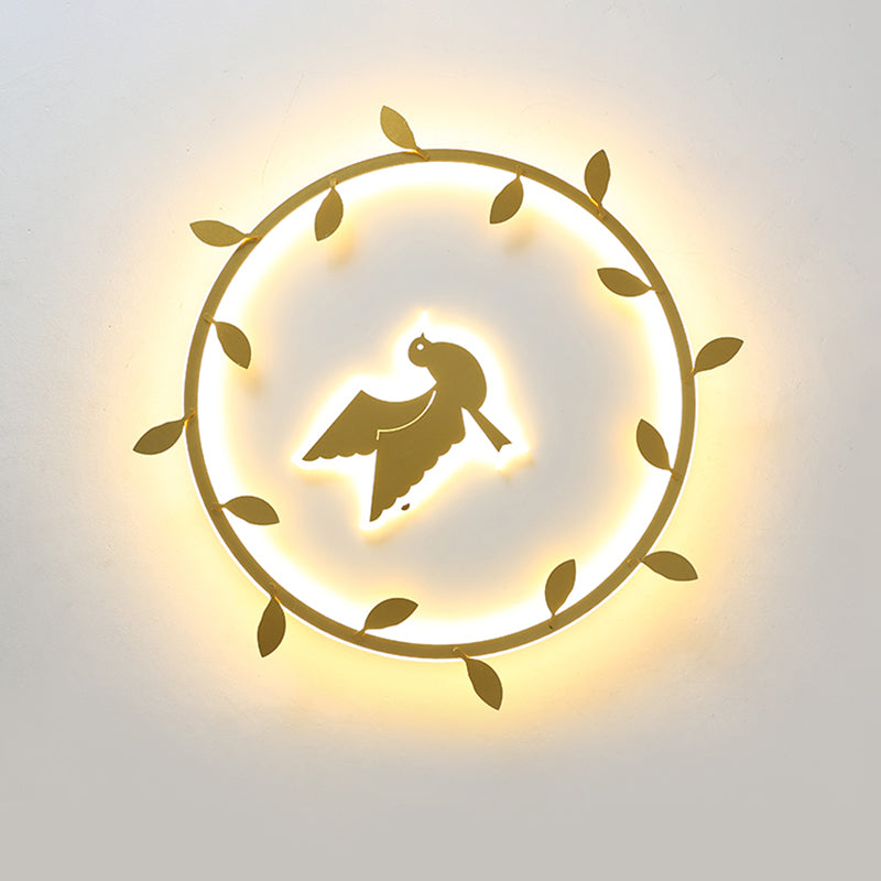 Nordic Wreath - Pigeon Gold Led Flushmount Ceiling Light For Kids Room - Ultrathin & Acrylic