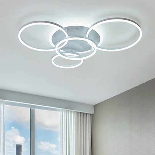 Modern Acrylic Led Flush Ceiling Light With Halo - Like Ring - White 2/3/5 Lights