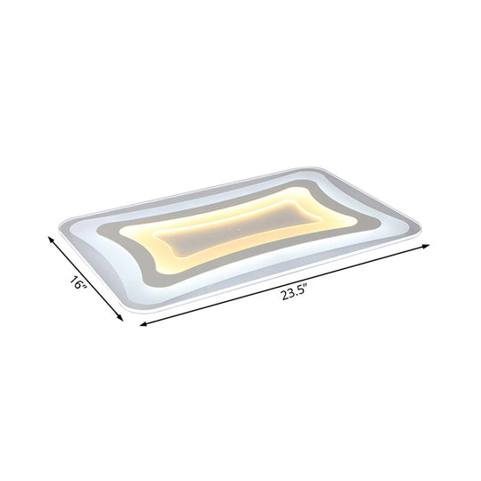 23.5’ - 47’ Wide Rectangular Acrylic Flushmount Led White Ceiling Light In Warm/White