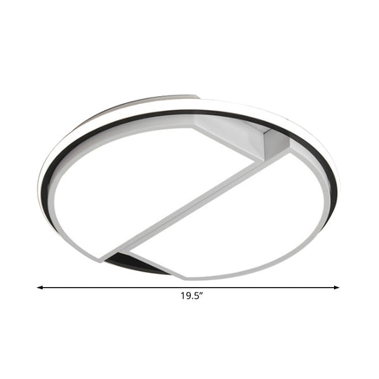 White Led Round Flush Mount Light Fixture With Acrylic Shade For Bedroom Ceiling - 16’/19.5’ Dia