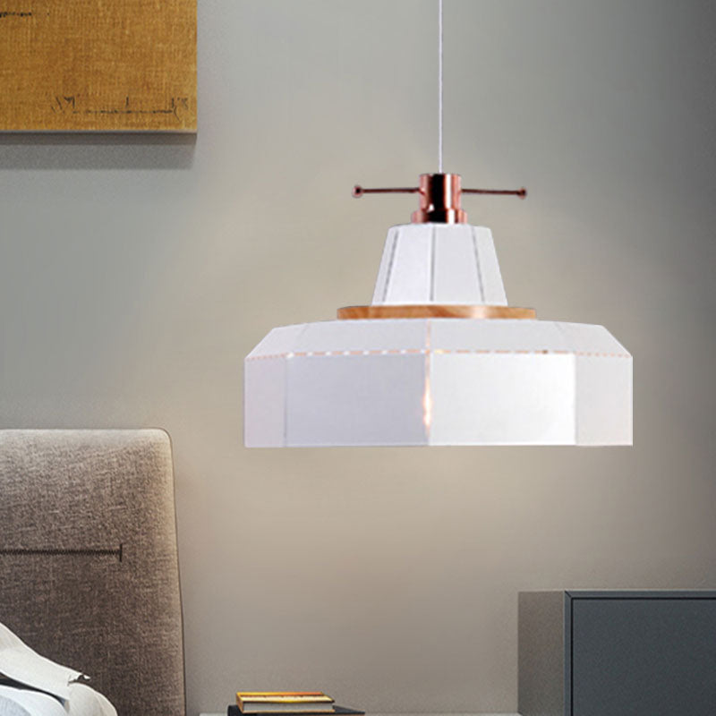 Modern Metal And Wood Pendant Light - Cylinder/Diamond Shade 1 Black/White
