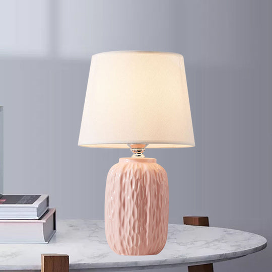 Modern Hammered Ceramic Night Lamp In Pink/Blue/Yellow With Tapered Lampshade
Note: Its Important
