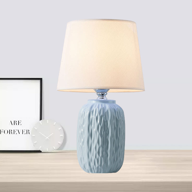 Modern Hammered Ceramic Night Lamp In Pink/Blue/Yellow With Tapered Lampshade
Note: Its Important