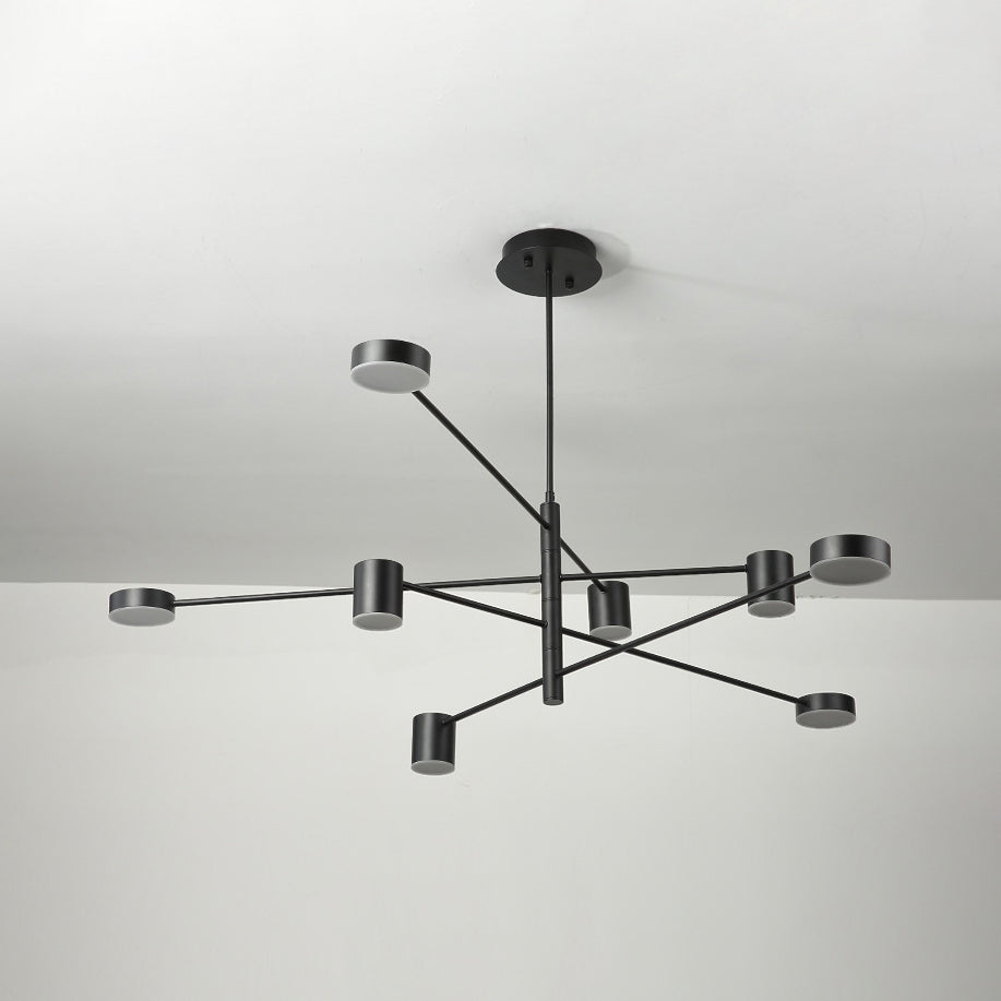 Simple Style Black/White Metal Multi-Tier Asymmetrical 2/4/6/8-Head Pendant Light In