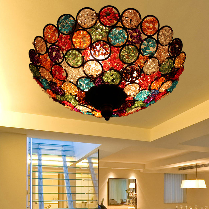 12’/19.5’ Flush Mount Metallic Ceiling Light With Acrylic Design - Brass Finish For Living Room