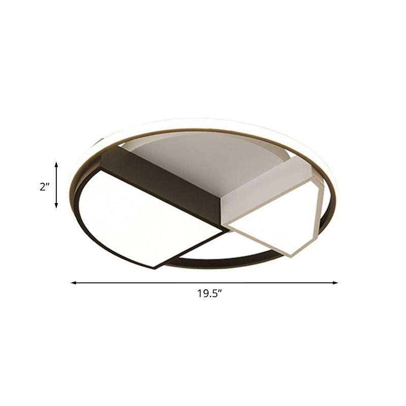 Modern Metal Diamond Ceiling Mounted Led Fixture - 16/19.5 Wide Black-White Flushmount Lighting