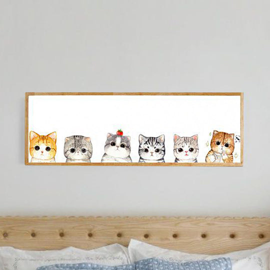 Minimalist Rectangle Cat Silhouette Led Wall Light Fixture - Metallic Finish Wood