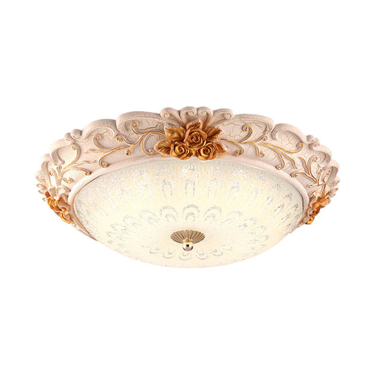 12’/16’/19.5’ Led Flush Mount Lighting With Opal Blown Glass Shade - White - Gold Retro Ceiling Lamp
