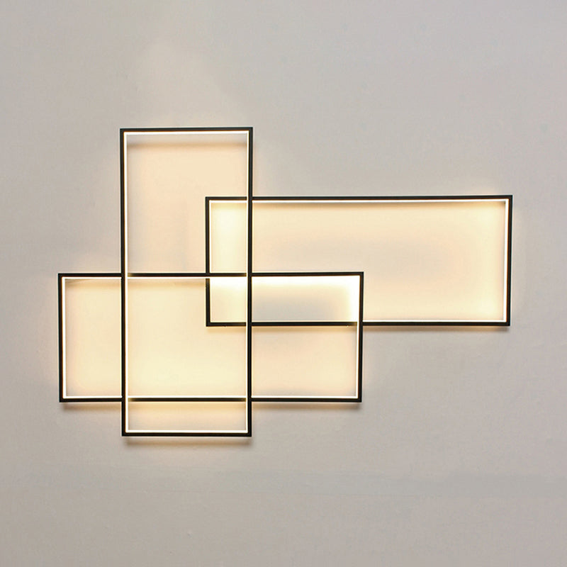 Modern Black Traverse Wall Sconce - 20.5/30 Wide Acrylic Light In Warm/White