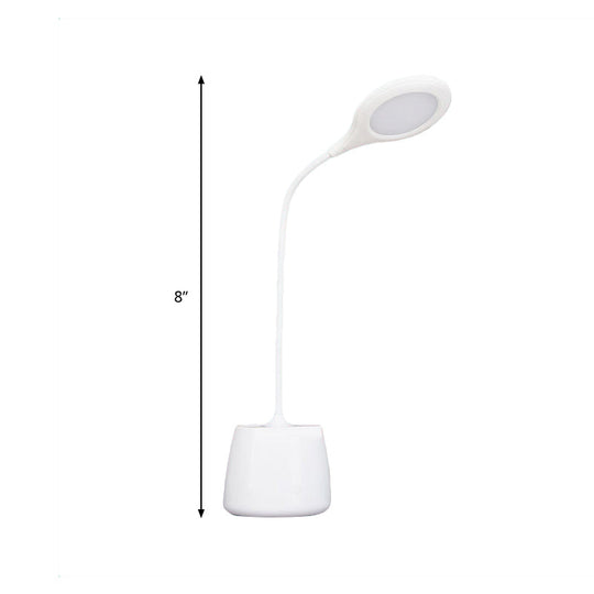 Multi-Colored Round Shade Desk Lamp With Usb Charging Led Reading Light And Pen Holder