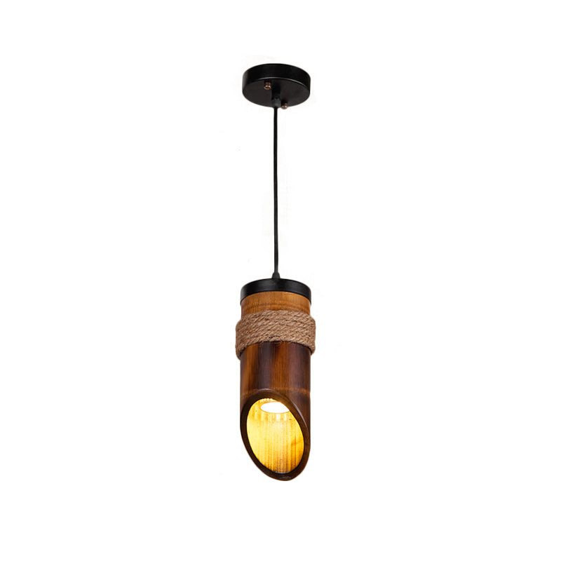 Adjustable Bamboo Hanging Pendant Lamp With 1 Light Bulb Lighting