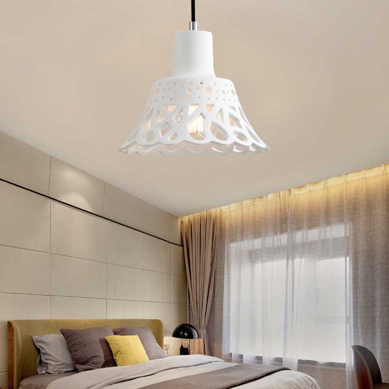 Nordic Style Concrete Pendant Lighting: Etched 1-Light Grey/White/Yellow Hanging Light With