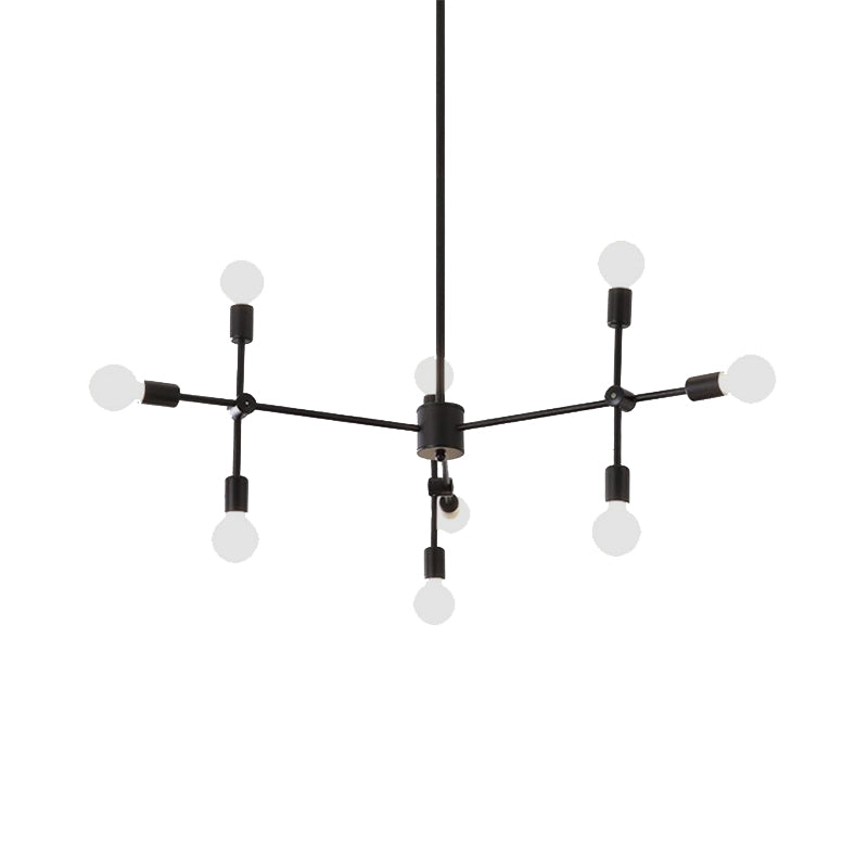 Industrial Metal Bulb Chandelier: Open Design 9/12 Lights Black/Brass Pendant Lighting For Dining