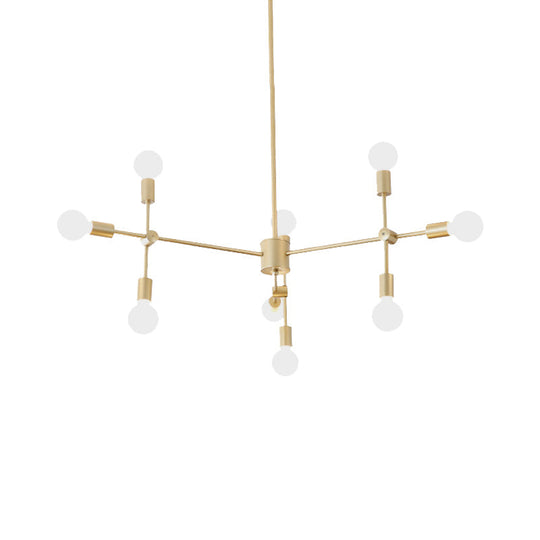 Industrial Metal Bulb Chandelier: Open Design 9/12 Lights Black/Brass Pendant Lighting For Dining