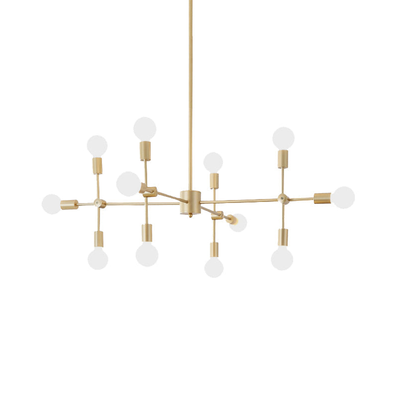 Industrial Metal Bulb Chandelier: Open Design 9/12 Lights Black/Brass Pendant Lighting For Dining
