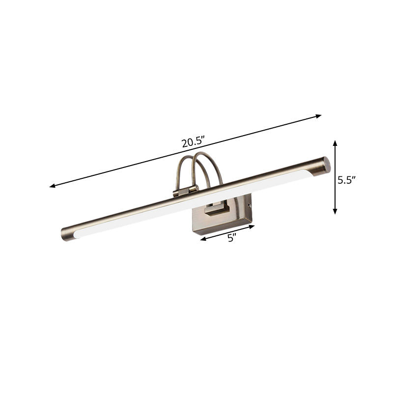 Modern Metallic Arc Led Vanity Light Fixture With Acrylic Shade - 16.5/20.5 W Nickel Finish