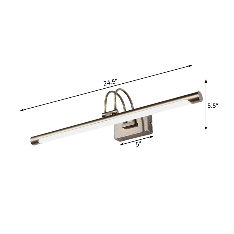 Modern Metallic Arc Led Vanity Light Fixture With Acrylic Shade - 16.5/20.5 W Nickel Finish