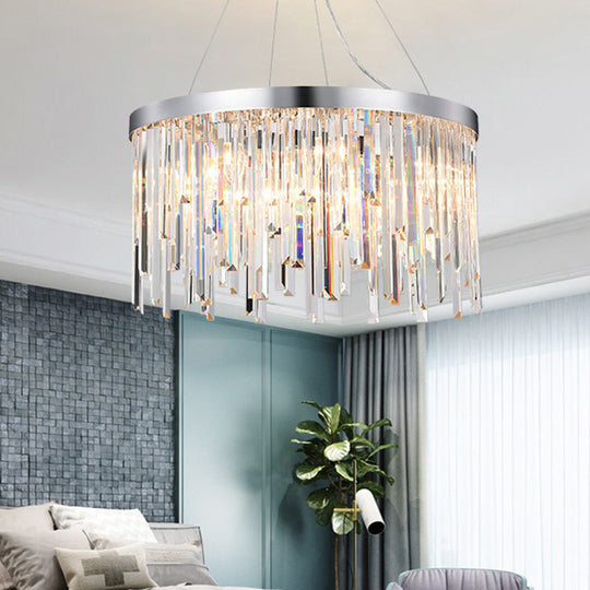 Contemporary Hanging Lamp Kit With Crystal Prisms 2/6 Bulbs 8’/16’ Wide