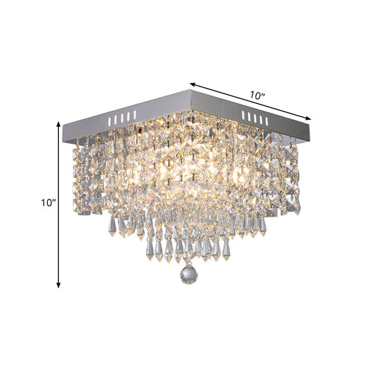 Contemporary Crystal Beads Corridor Ceiling Fixture | Clear Flush Mount Lighting 2/4 Heads