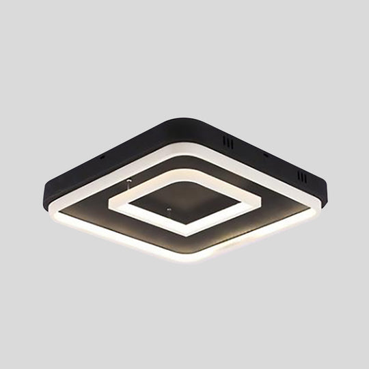 Square Acrylic Led Ceiling Light Fixture - 16.5/20.5/24.5 Wide Modern Semi Mount Warm/White Black