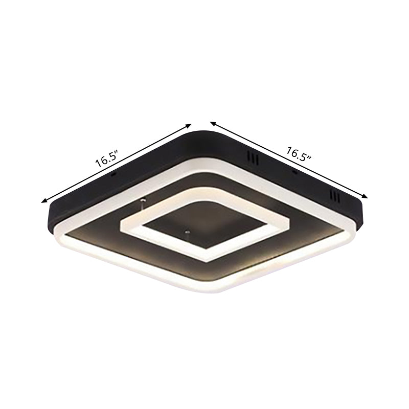 Square Acrylic Led Ceiling Light Fixture - 16.5’/20.5’/24.5’ Wide Modern Semi Mount