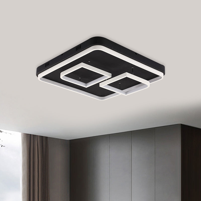 Square Acrylic Led Ceiling Light Fixture - 16.5/20.5/24.5 Wide Modern Semi Mount Warm/White Black