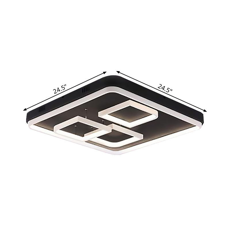 Square Acrylic Led Ceiling Light Fixture - 16.5’/20.5’/24.5’ Wide Modern Semi Mount