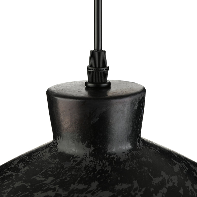 Industrial Style Iron Pendant Light Fixture - 4-Light Aged Black Shade Indoor Hanging Lighting