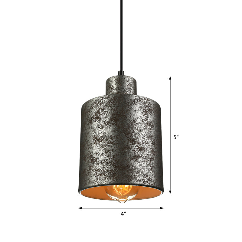 Industrial Style Iron Pendant Light Fixture - 4-Light Aged Black Shade Indoor Hanging Lighting