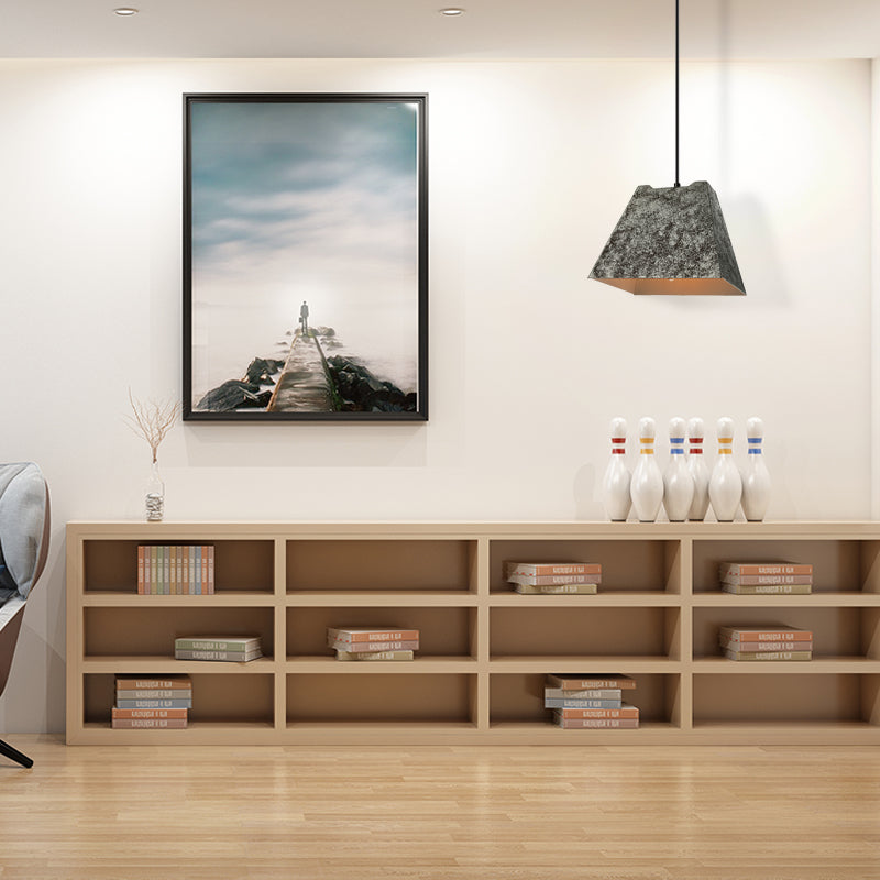 Industrial Style Iron Pendant Light Fixture - 4-Light Aged Black Shade Indoor Hanging Lighting