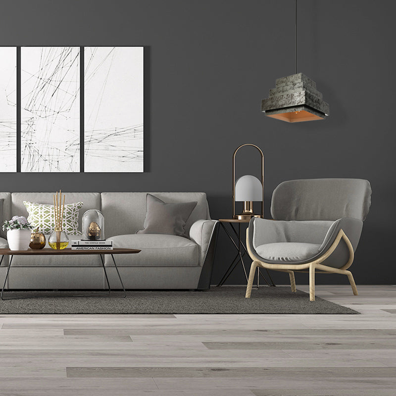 Industrial Style Iron Pendant Light Fixture - 4-Light Aged Black Shade Indoor Hanging Lighting