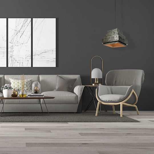 Iron Pendant Lighting With 4 Aged Black Shades - Industrial Style Indoor Hanging Light