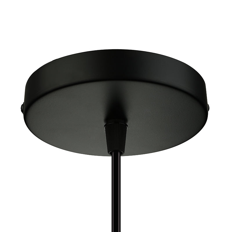 Iron Pendant Lighting With 4 Aged Black Shades - Industrial Style Indoor Hanging Light