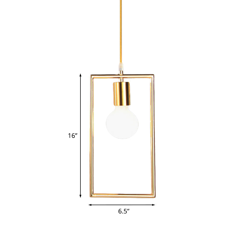 Golden Rectangle Hanging Ceiling Light - Loft Style Pendant Lamp 1 For Bedroom