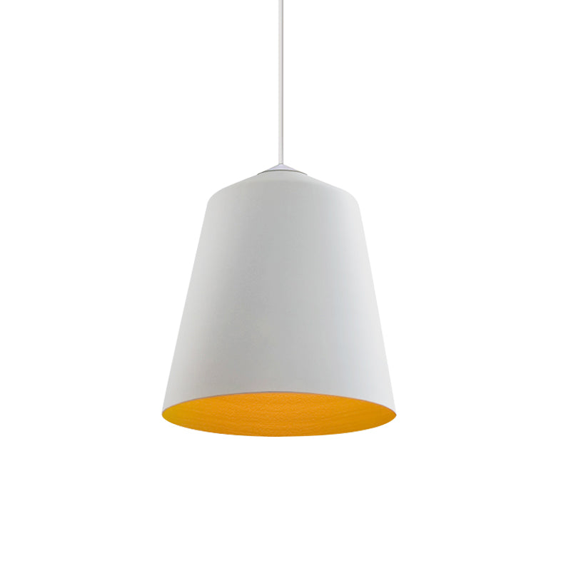Retro Tapered Shade Pendant Lighting - 6/10.5/12.5 Width Metallic Hanging Ceiling Light: Black/White