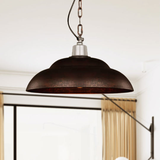 Stylish Double Bubble Iron Pendant Light In Rust For Dining Room - Industrial Design