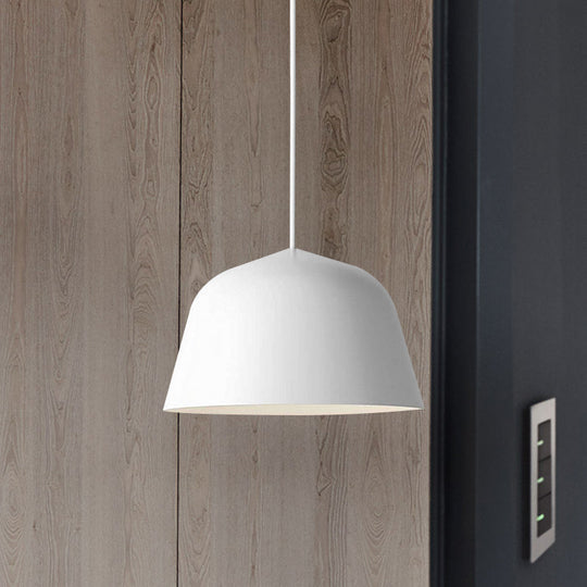 Nordic Style Dome Hanging Shade Ceiling 1 Light Metal Pendant Lamp In Black/Green For Bedroom