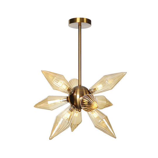 Sputnik Clear/Amber Glass Chandelier - 9/12/15 Bulbs Brass/Copper Finish Living Room Lighting