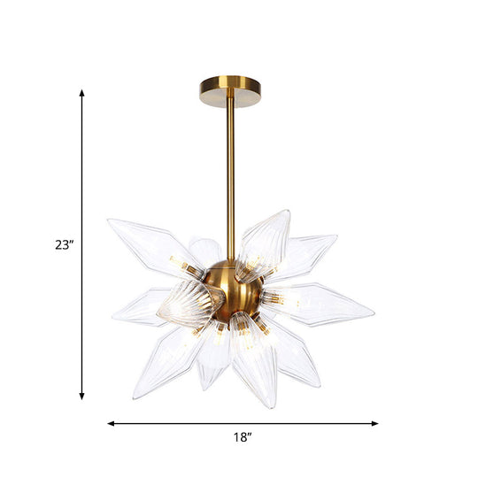 Sputnik Clear/Amber Glass Chandelier - 9/12/15 Bulbs Brass/Copper Finish Living Room Lighting