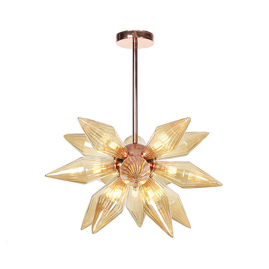 Sputnik Clear/Amber Glass Chandelier - 9/12/15 Bulbs Brass/Copper Finish Living Room Lighting