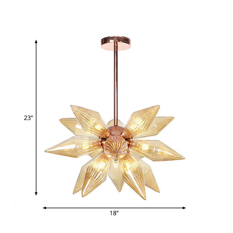 Sputnik Clear/Amber Glass Chandelier - 9/12/15 Bulbs Brass/Copper Finish Living Room Lighting