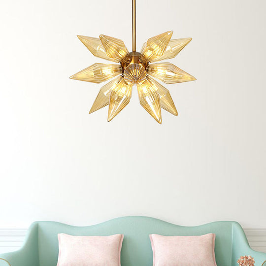 Sputnik Clear/Amber Glass Chandelier - 9/12/15 Bulbs Brass/Copper Finish Living Room Lighting